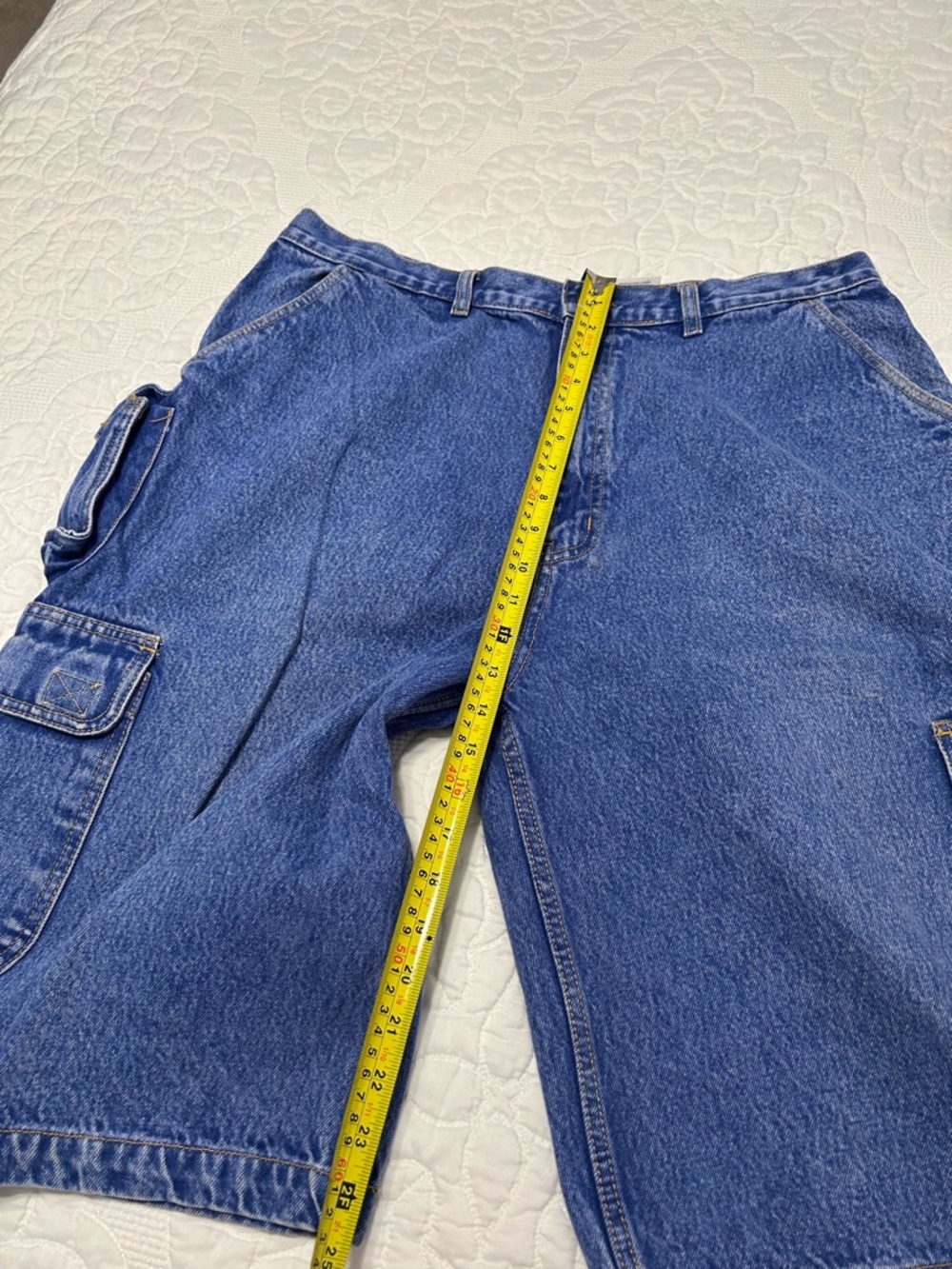 Pascali Vintage Cargo Denim Shorts in Medium Blue - Picture 8 of 8